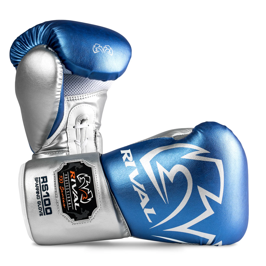 Rival Boxing Gloves RS100 Professional Sparring Laces, Blue-Silver ...